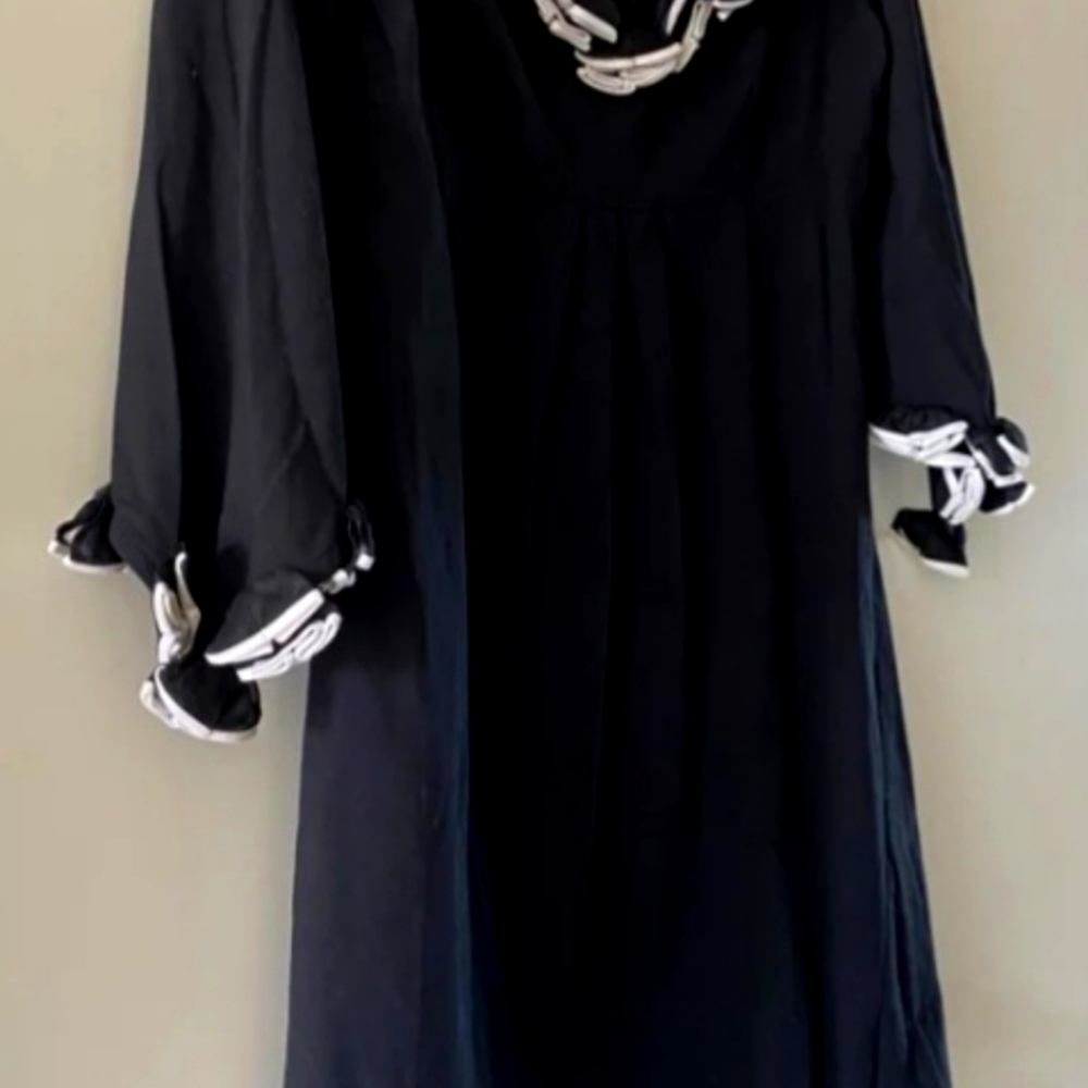 Anne Fontaine black mini dress with white ruffles Size 38